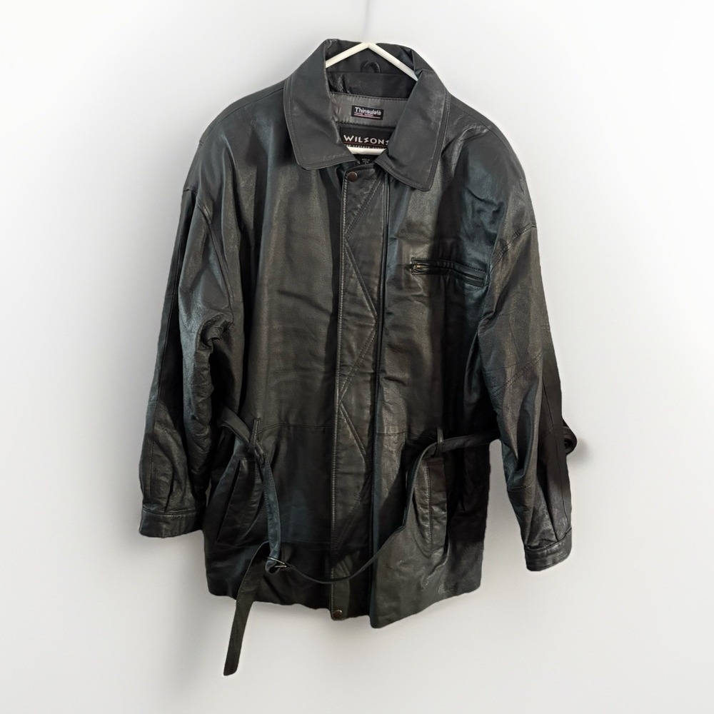 Wilsons Leather Women's Black Belted‎ Jacket Thinsulate Size L